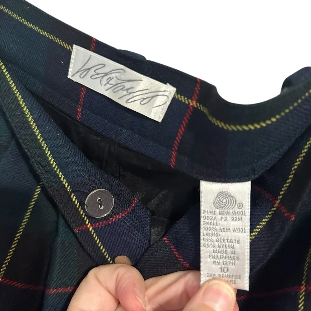 Lord & Taylor High Waist Plaid Shorts - Blue‎ and Green 100% Wool Preppy Size 10